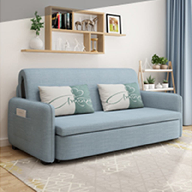 Elegant Solid Wood Sofa in Khaki, Violet Green, and Light Blue with Cotton-Linen Upholstery fsx-999