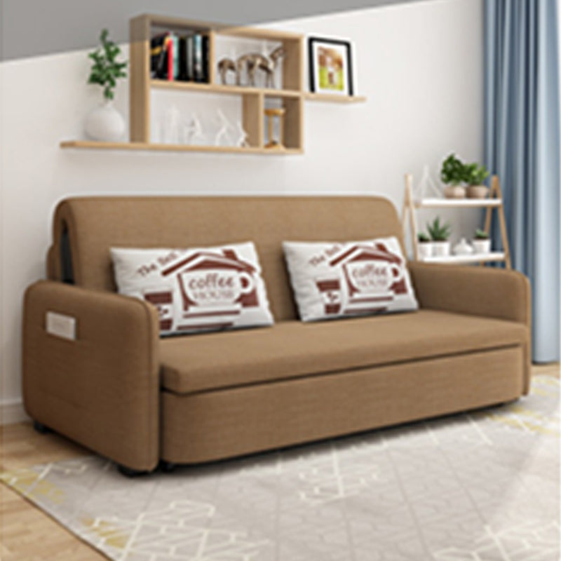 Elegant Solid Wood Sofa in Khaki, Violet Green, and Light Blue with Cotton-Linen Upholstery fsx-999