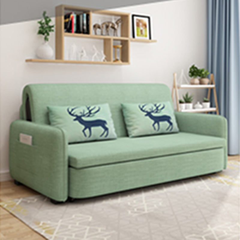 Elegant Solid Wood Sofa in Khaki, Violet Green, and Light Blue with Cotton-Linen Upholstery fsx-999