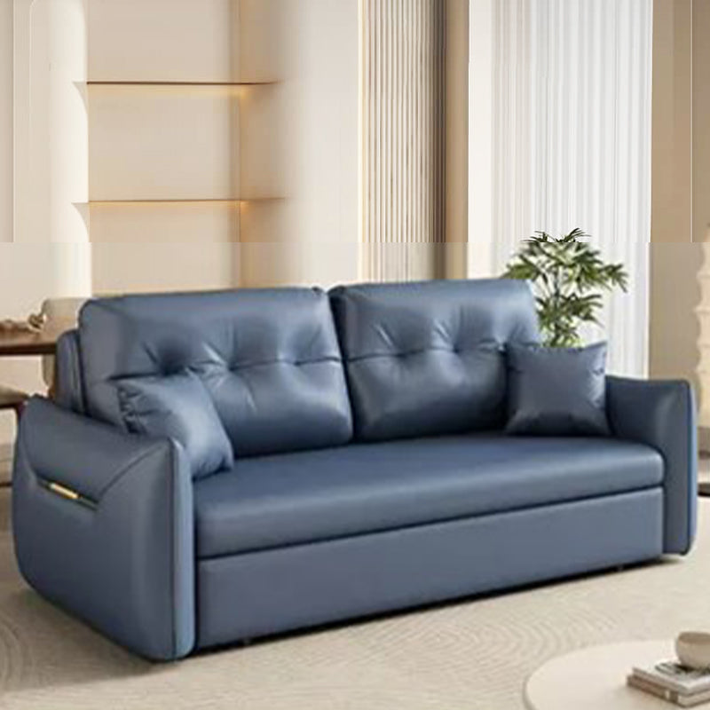 Luxurious Dark Leathaire Sofa in White Champagne Blue with Light Gray Accents – Perfect Blend of Comfort and Style fsx-1013