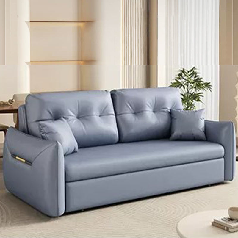 Luxurious Dark Leathaire Sofa in White Champagne Blue with Light Gray Accents – Perfect Blend of Comfort and Style fsx-1013