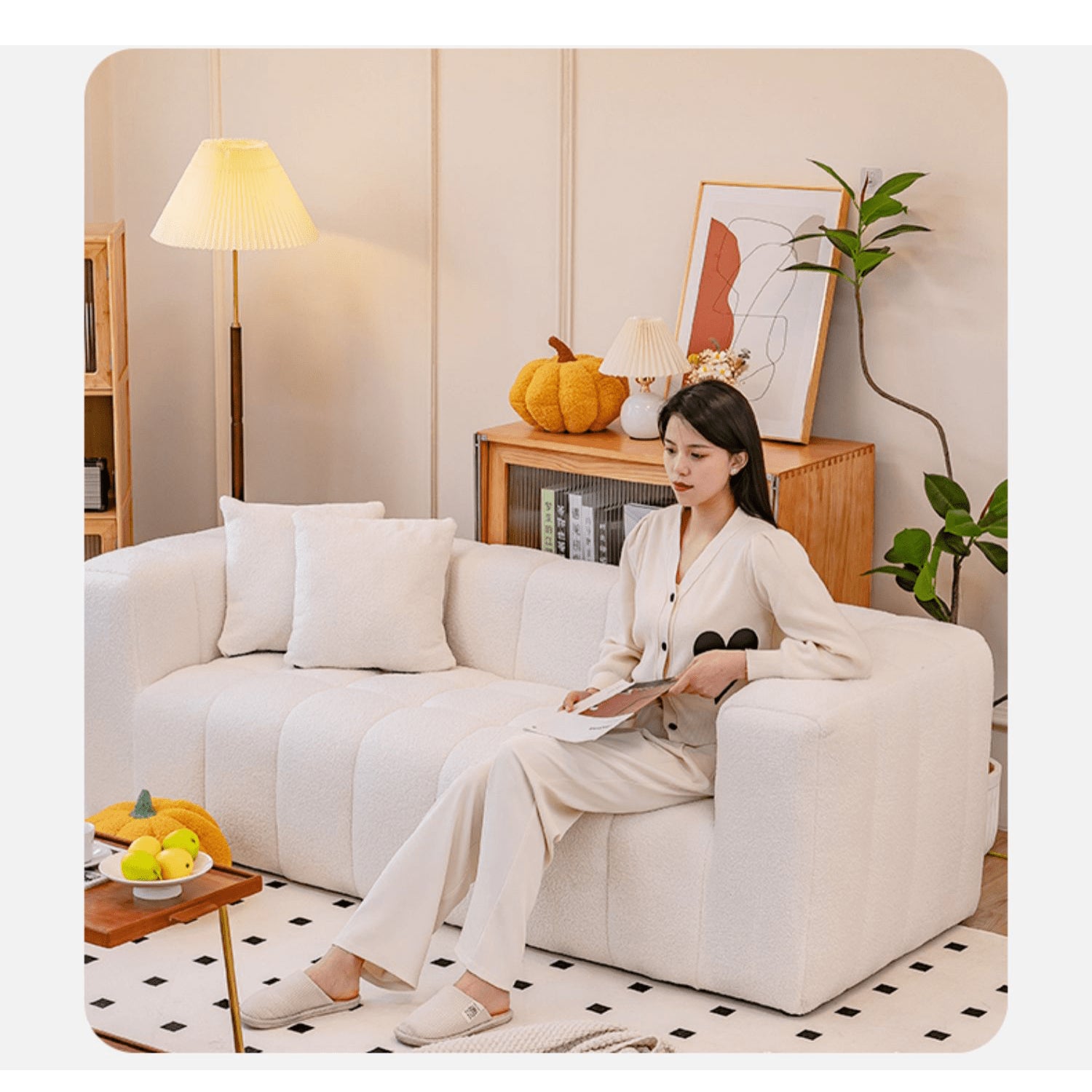 Luxurious Multi-Color Faux Lambswool Sofas- Premium Design for Living Room jy-112
