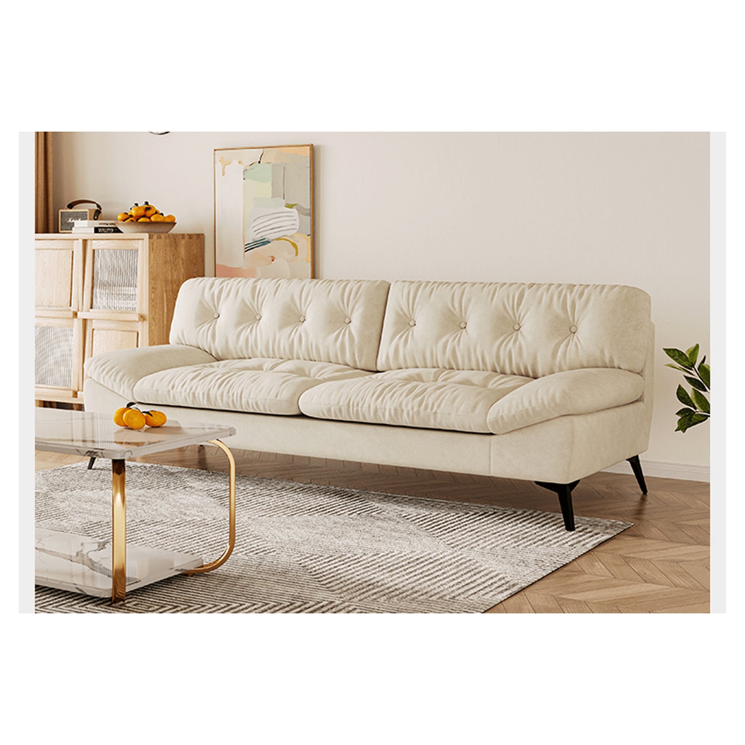 Stylish Modern Sofa in Premium Off White Techno Fabric - Comfortable, Durable & Elegant Seating jy-118