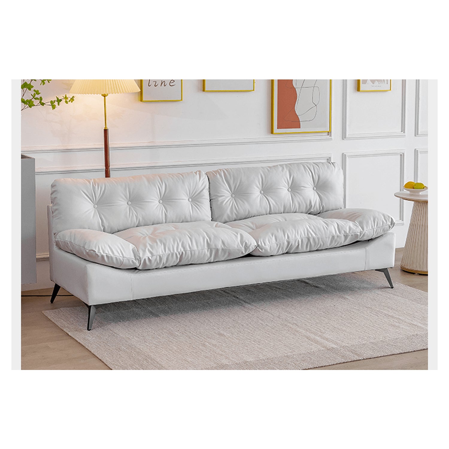 Stylish Modern Sofa in Premium Off White Techno Fabric - Comfortable, Durable & Elegant Seating jy-118