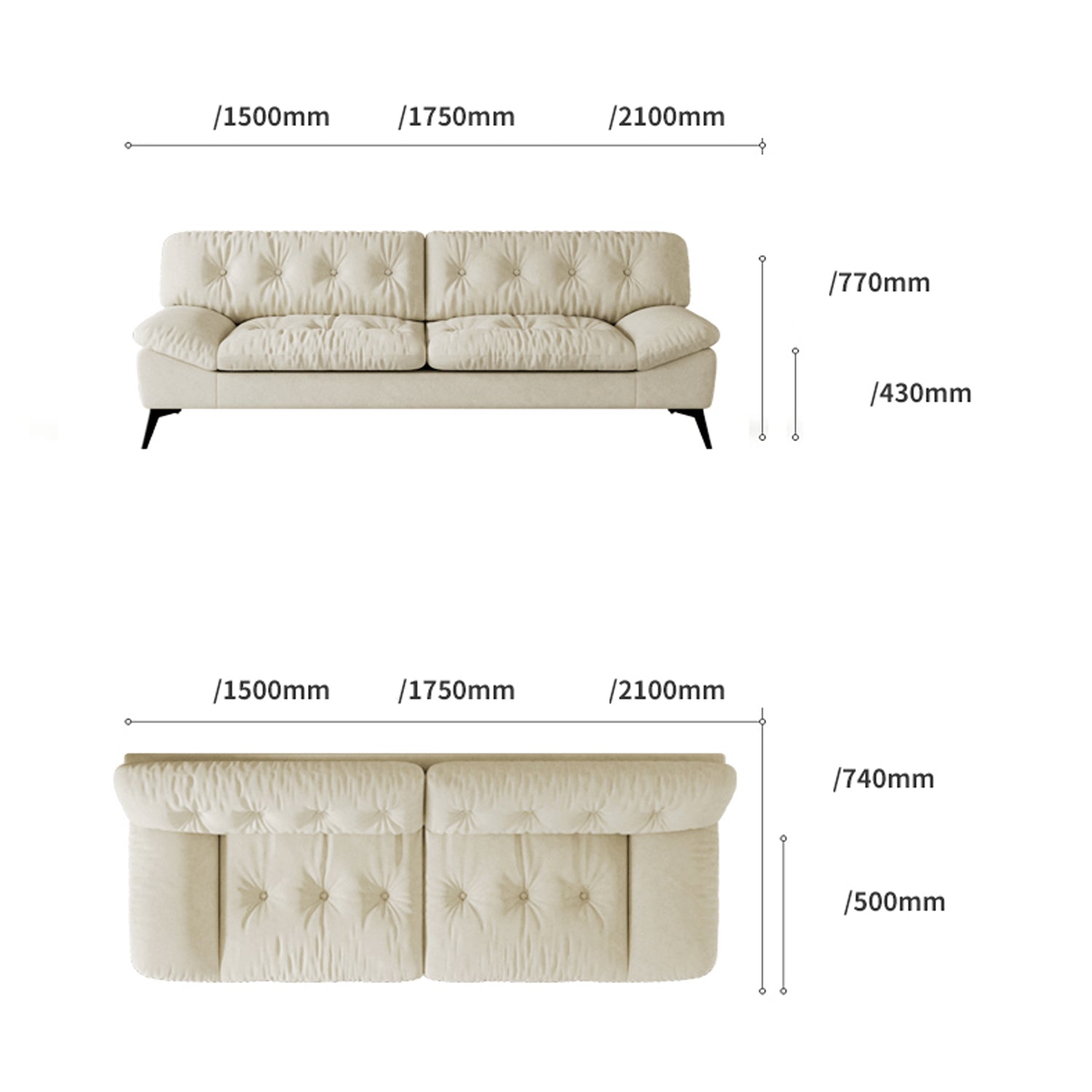 Stylish Modern Sofa in Premium Off White Techno Fabric - Comfortable, Durable & Elegant Seating jy-118