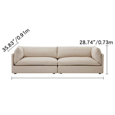 Stylish Off-White and Light Gray Pine Fabric Sofa - Perfect Modern Living Room Centerpiece mr-162