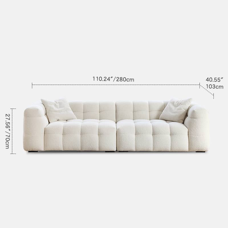 Luxury White Pine Sofa with Faux Lambswool and Down Silk Floss Comfort my-343