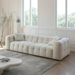 Luxury White Pine Sofa with Faux Lambswool and Down Silk Floss Comfort my-343