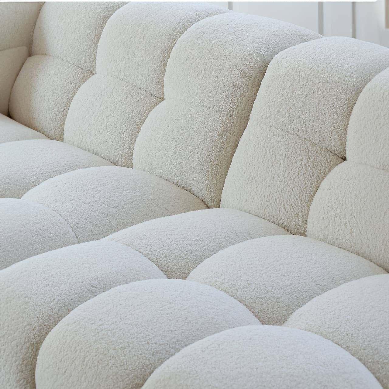 Luxury White Pine Sofa with Faux Lambswool and Down Silk Floss Comfort my-343