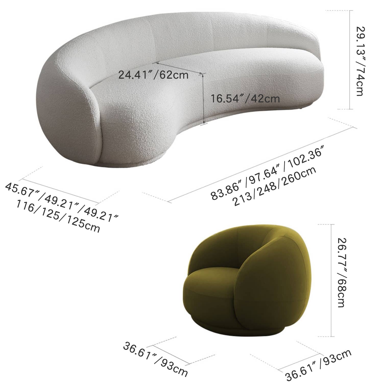 Elegant White Sofa with Luxurious Pine Suede Upholstery and Grass Green Accents my-351