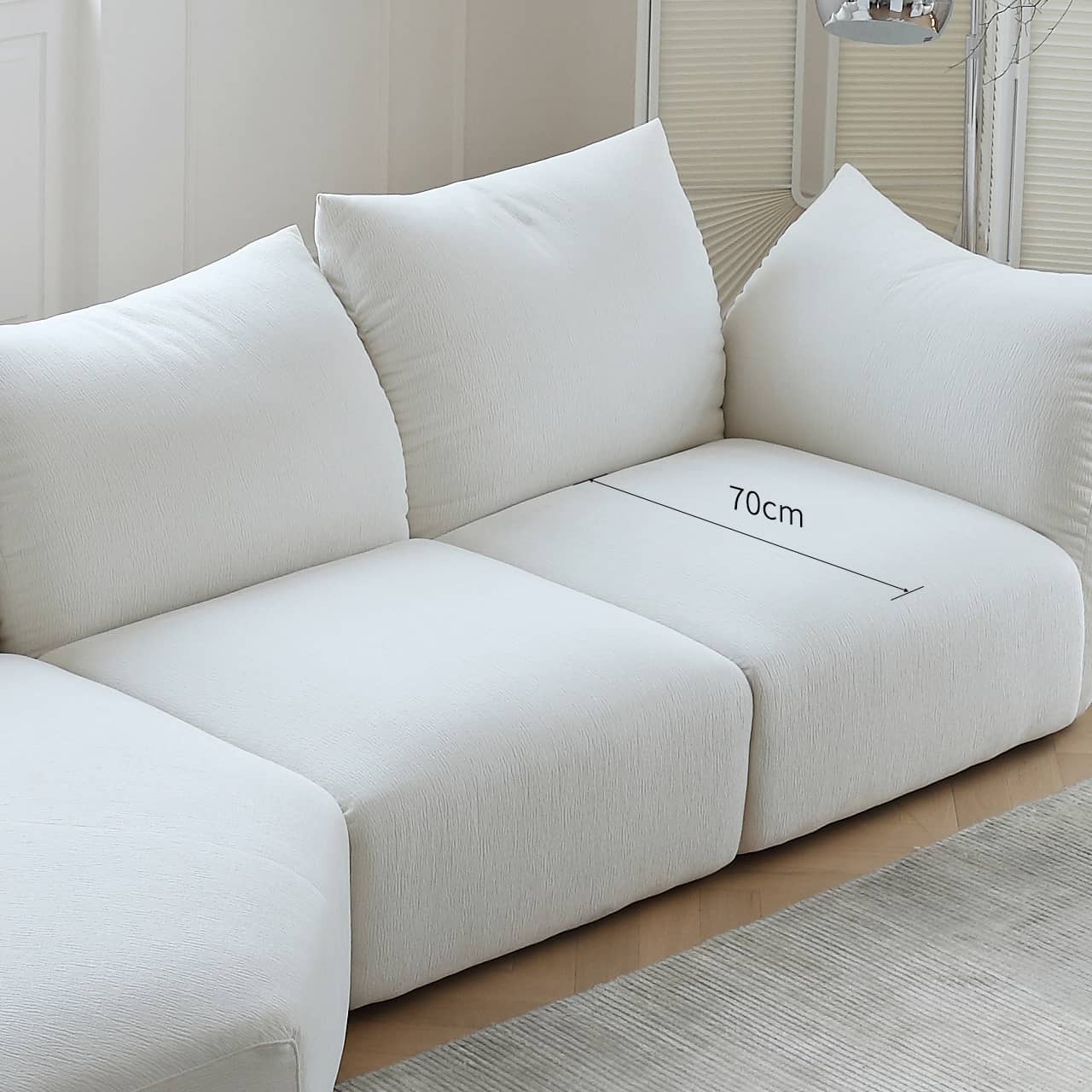 Luxurious White Pine Chenille Sofa with Plush Down Cushioning my-352