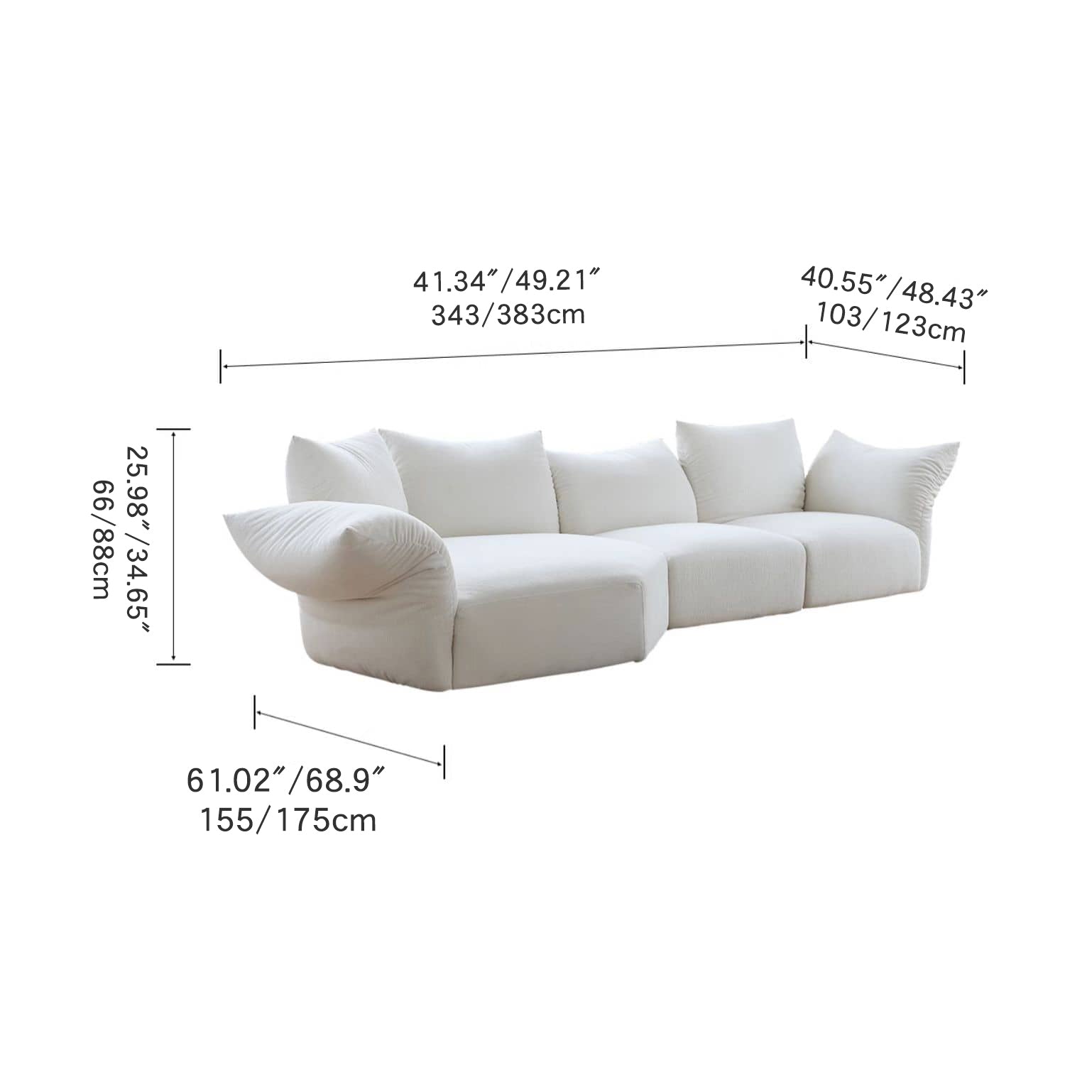 Luxurious White Pine Chenille Sofa with Plush Down Cushioning my-352