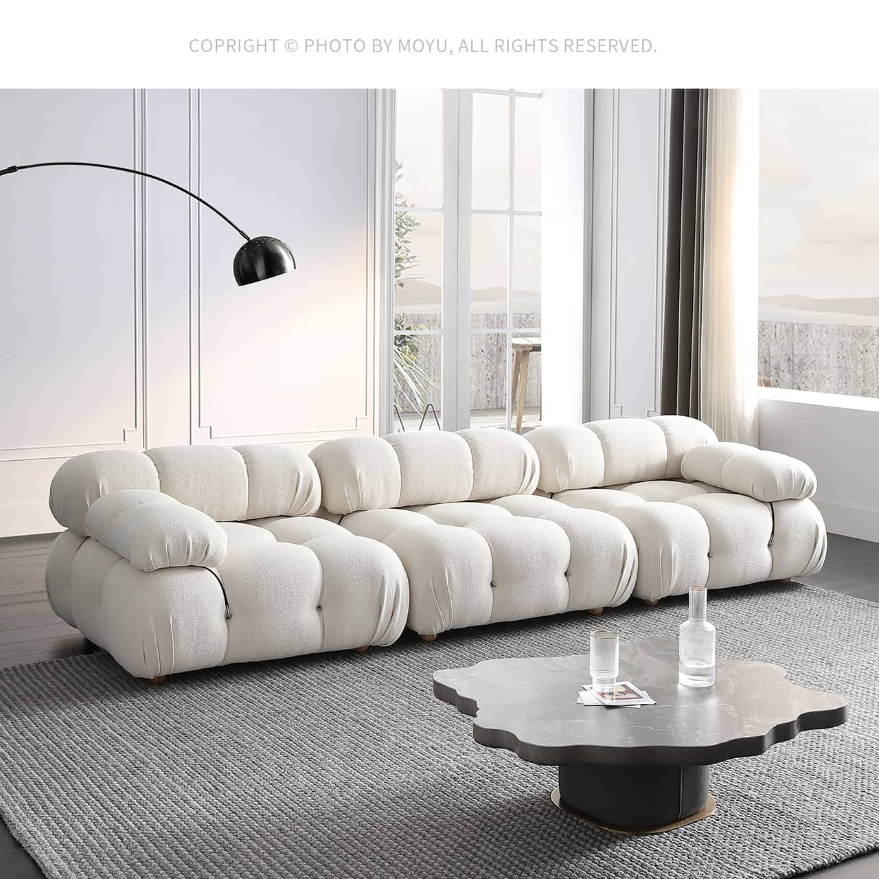 Luxurious White Pine Sofa - Elegant & Comfortable Living Room Furniture my-353