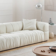 Scratch-Resistant White Pine Sofa with Luxurious Silk Floss Fabric my-355