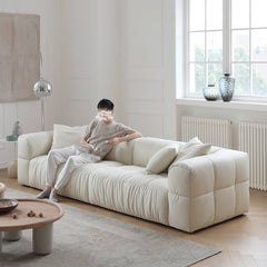 Scratch-Resistant White Pine Sofa with Luxurious Silk Floss Fabric my-355