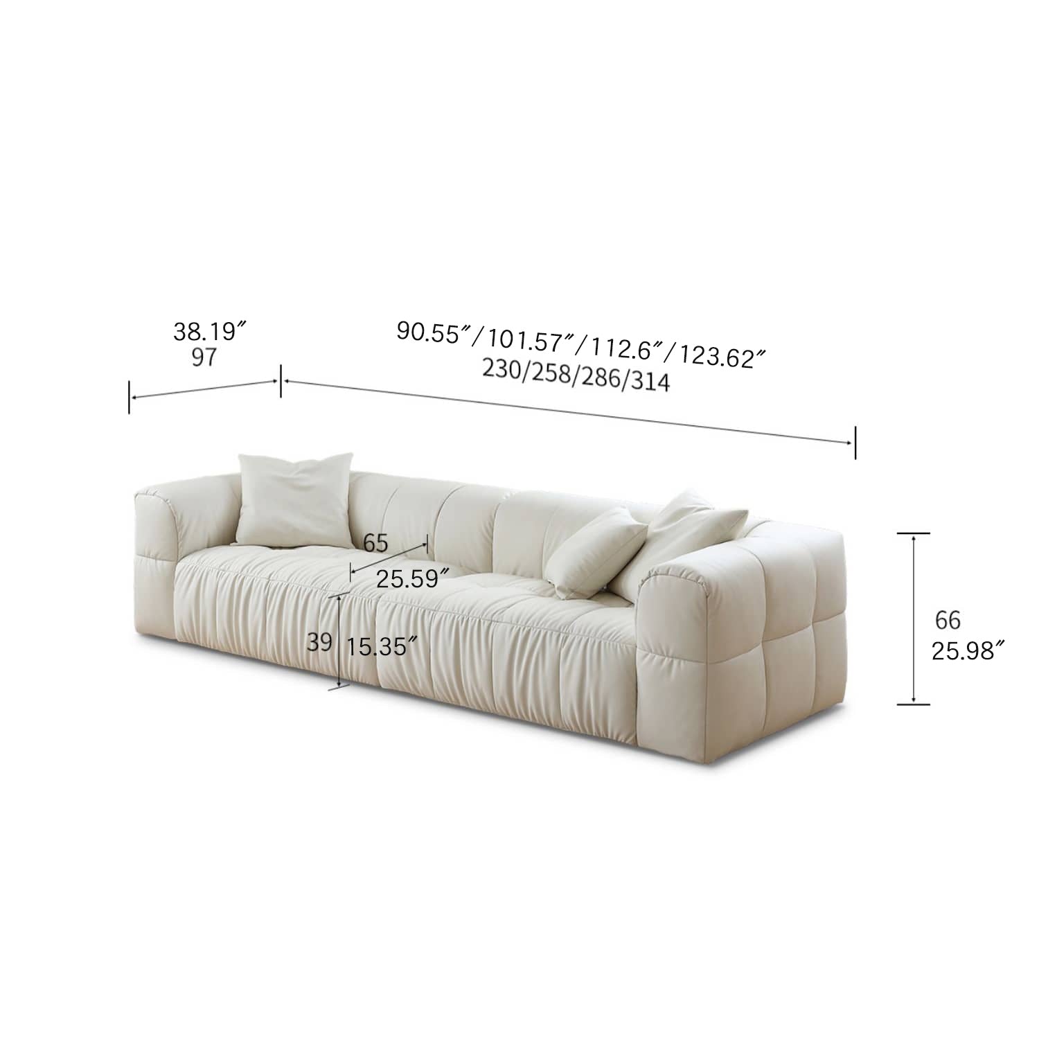 Scratch-Resistant White Pine Sofa with Luxurious Silk Floss Fabric my-355