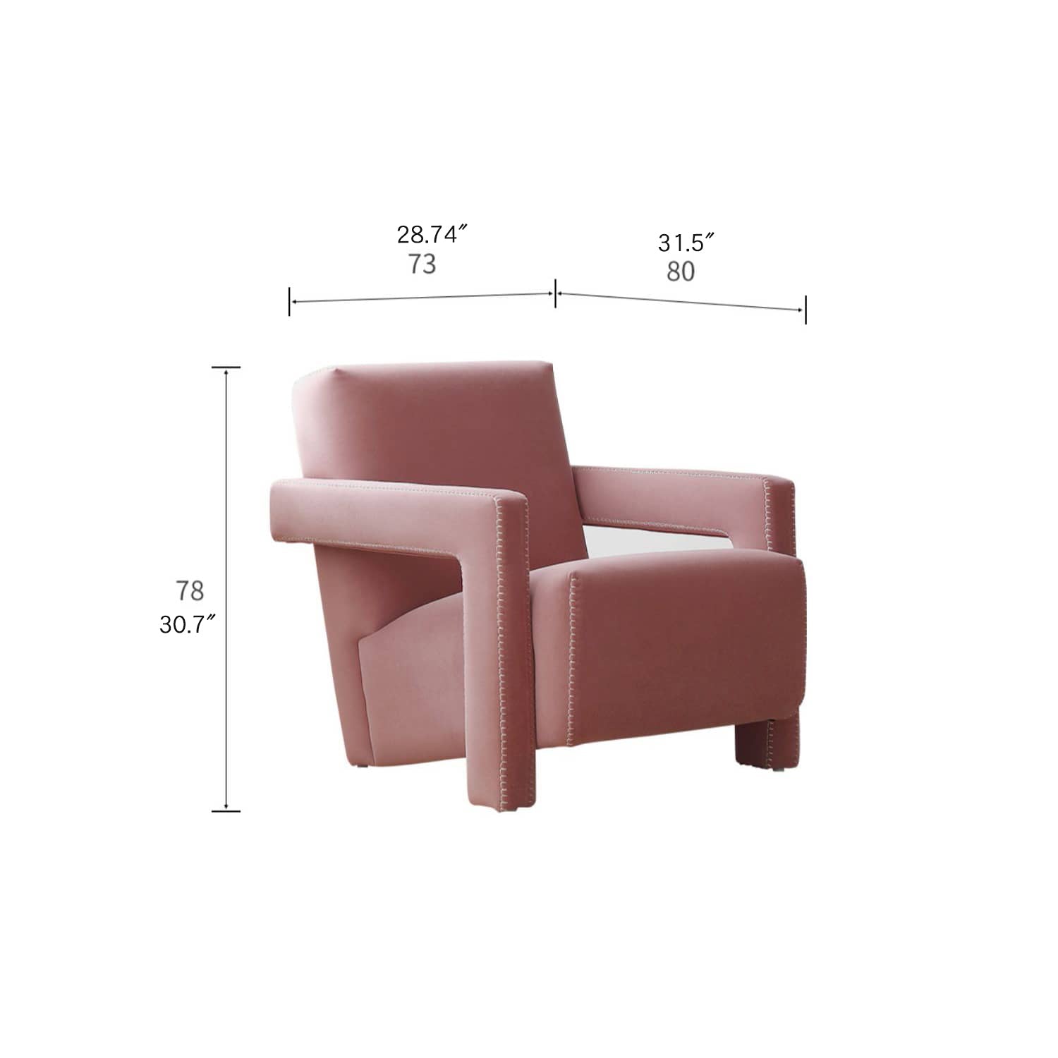 Luxurious Pink Pine Suede Chair - Stylish and Comfortable Seating my-356