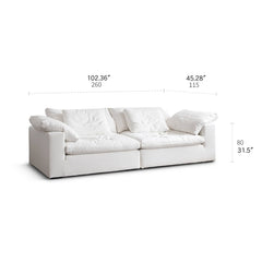 Luxury Cotton-Ramie White Sofa with Down & Silk Floss Cushions - Available in Brown, Dark Blue, and Black my-357