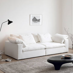 Luxury Cotton-Ramie White Sofa with Down & Silk Floss Cushions - Available in Brown, Dark Blue, and Black my-357