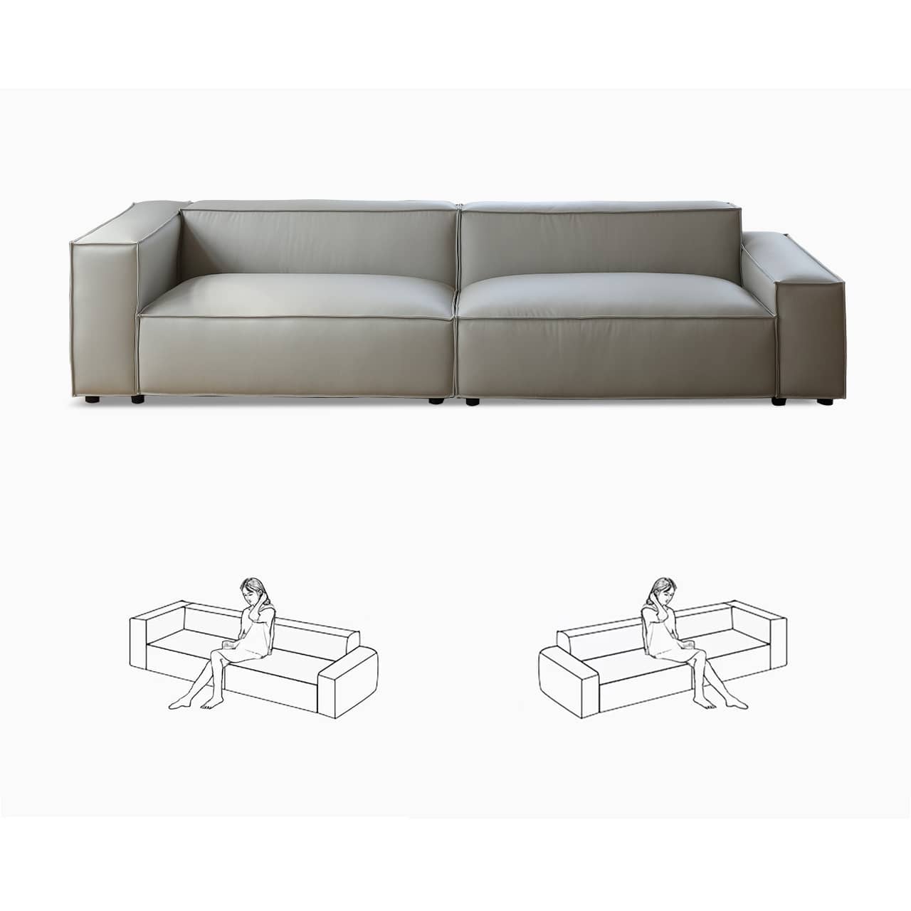 Luxury Off White Scratch-Resistant Sofa with Durable Pine Frame and Plush Down Filling my-358