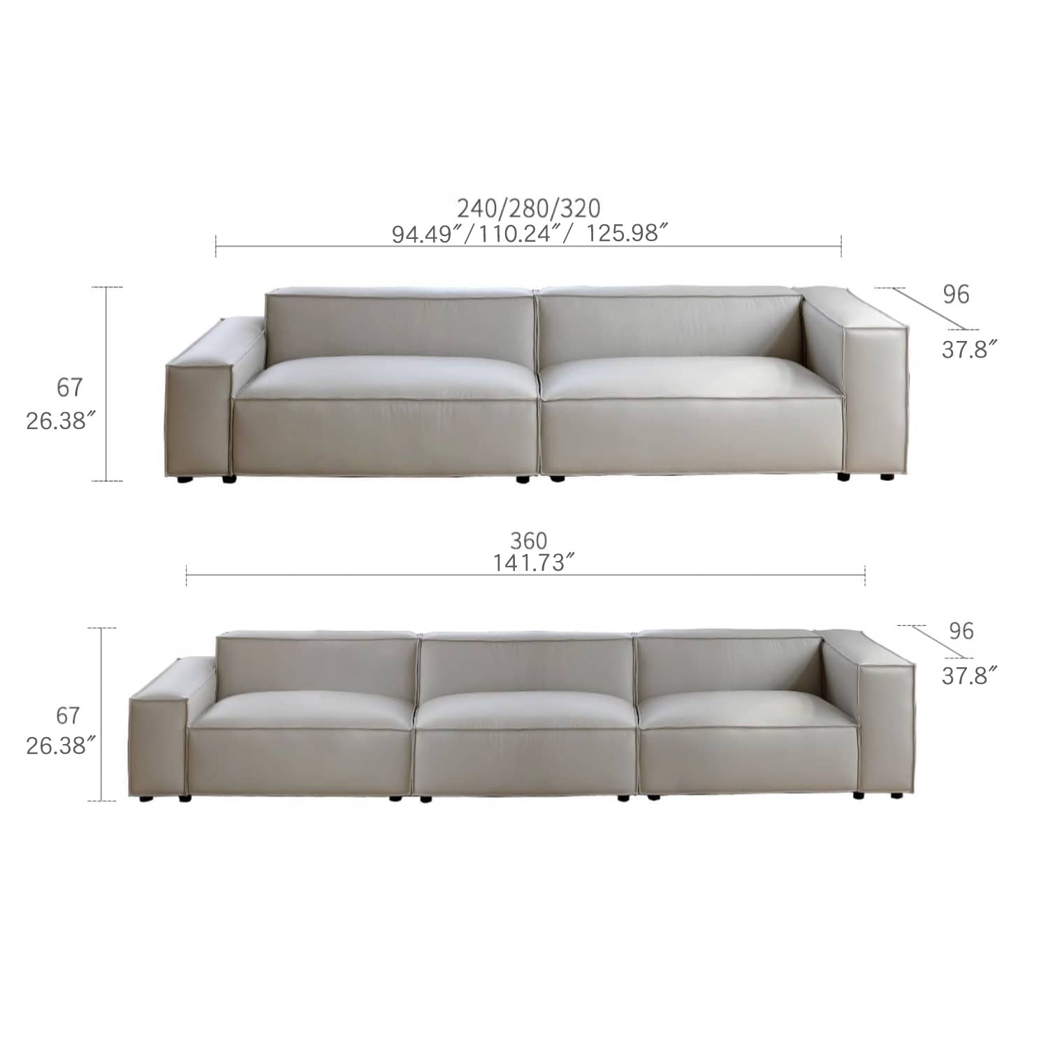 Luxury Off White Scratch-Resistant Sofa with Durable Pine Frame and Plush Down Filling my-358