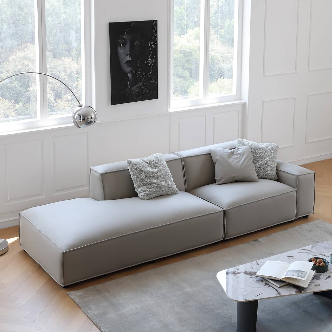 Luxury Off-White Sofa with Pine Frame & Scratch-Resistant Fabric - Ultra Plush Down Seating my-359