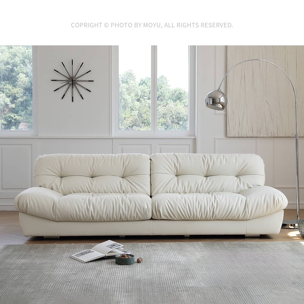 Luxurious Pine Suede Sofa in Elegant White - Perfect for Any Home Decor my-360