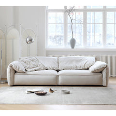 Luxurious White Pine Suede Down Sofa - Ultimate Comfort & Style my-362