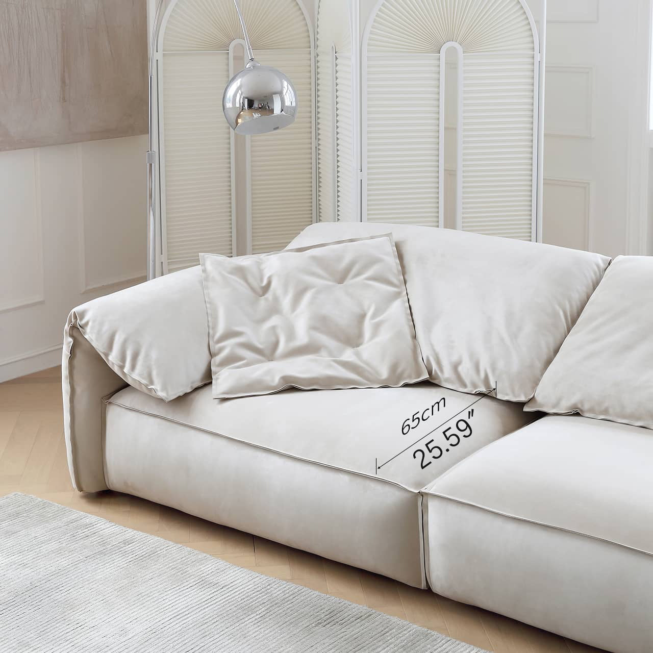 Luxurious White Pine Suede Down Sofa - Ultimate Comfort & Style my-362