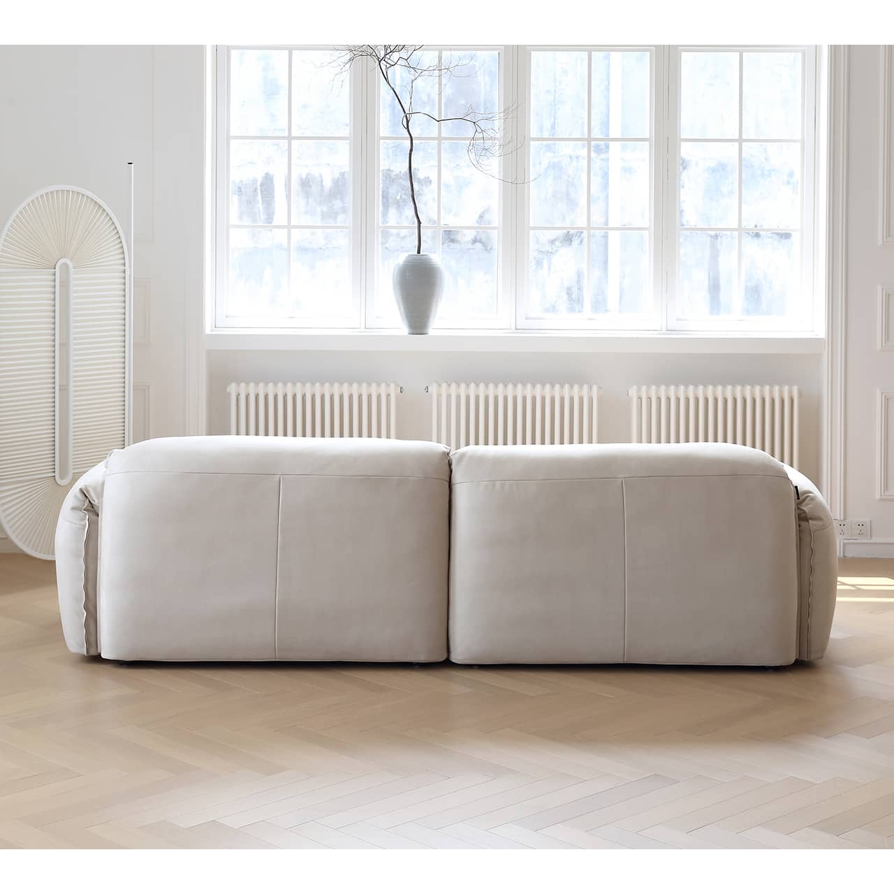 Luxurious White Pine Suede Down Sofa - Ultimate Comfort & Style my-362