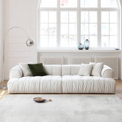 Luxurious White Pine Suede Silk Sofa - Ultimate Comfort and Elegance my-363