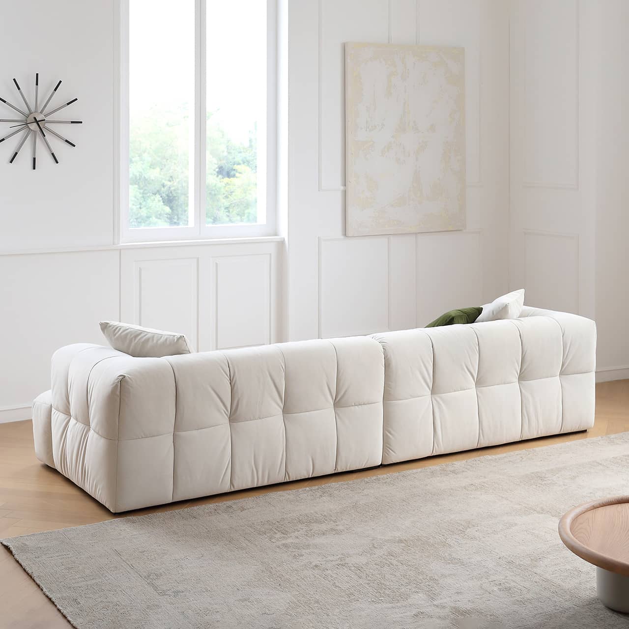 Luxurious White Pine Suede Silk Sofa - Ultimate Comfort and Elegance my-363