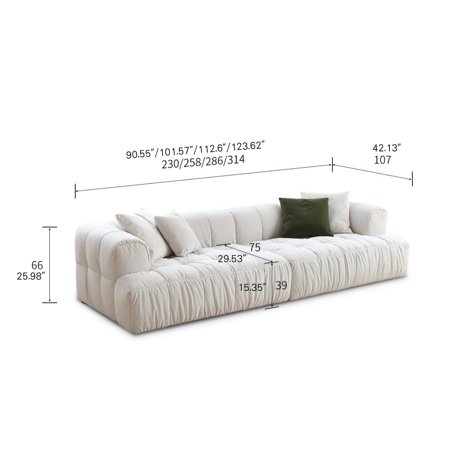 Luxurious White Pine Suede Silk Sofa - Ultimate Comfort and Elegance my-363