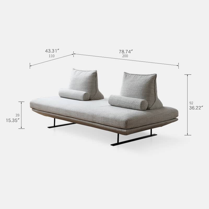 86.6‘’ Light Gray Sofa Modern Loveseat with Cotton Filling - Minimalistic Design without Backrest my-364