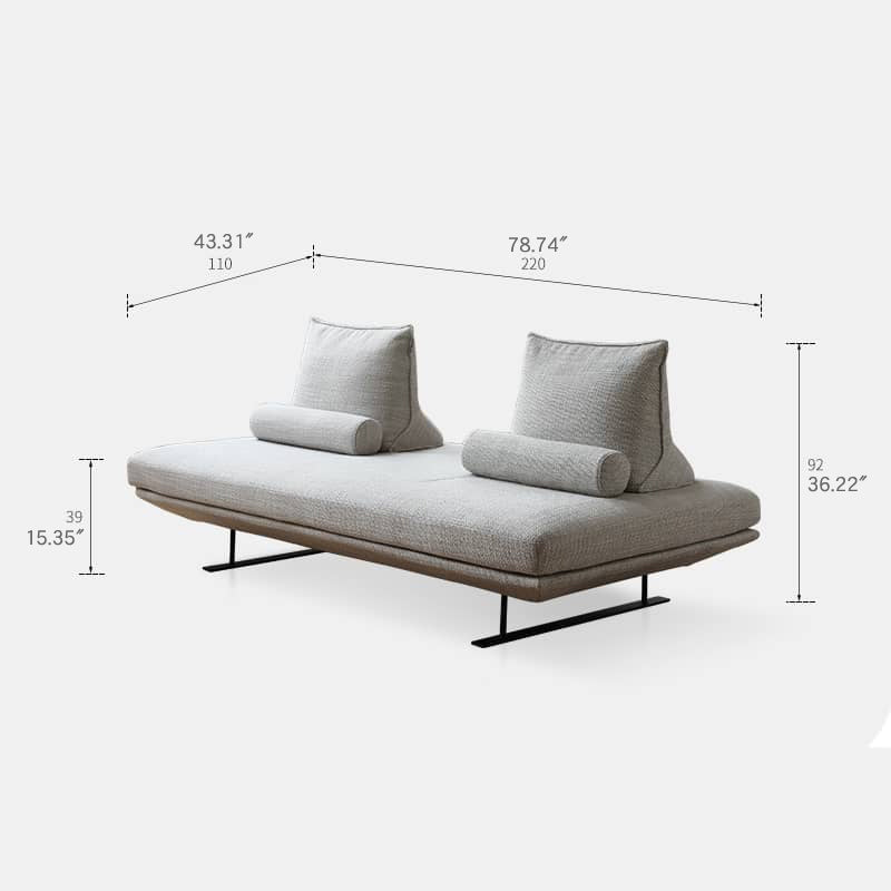 86.6‘’ Light Gray Sofa Modern Loveseat with Cotton Filling - Minimalistic Design without Backrest my-364