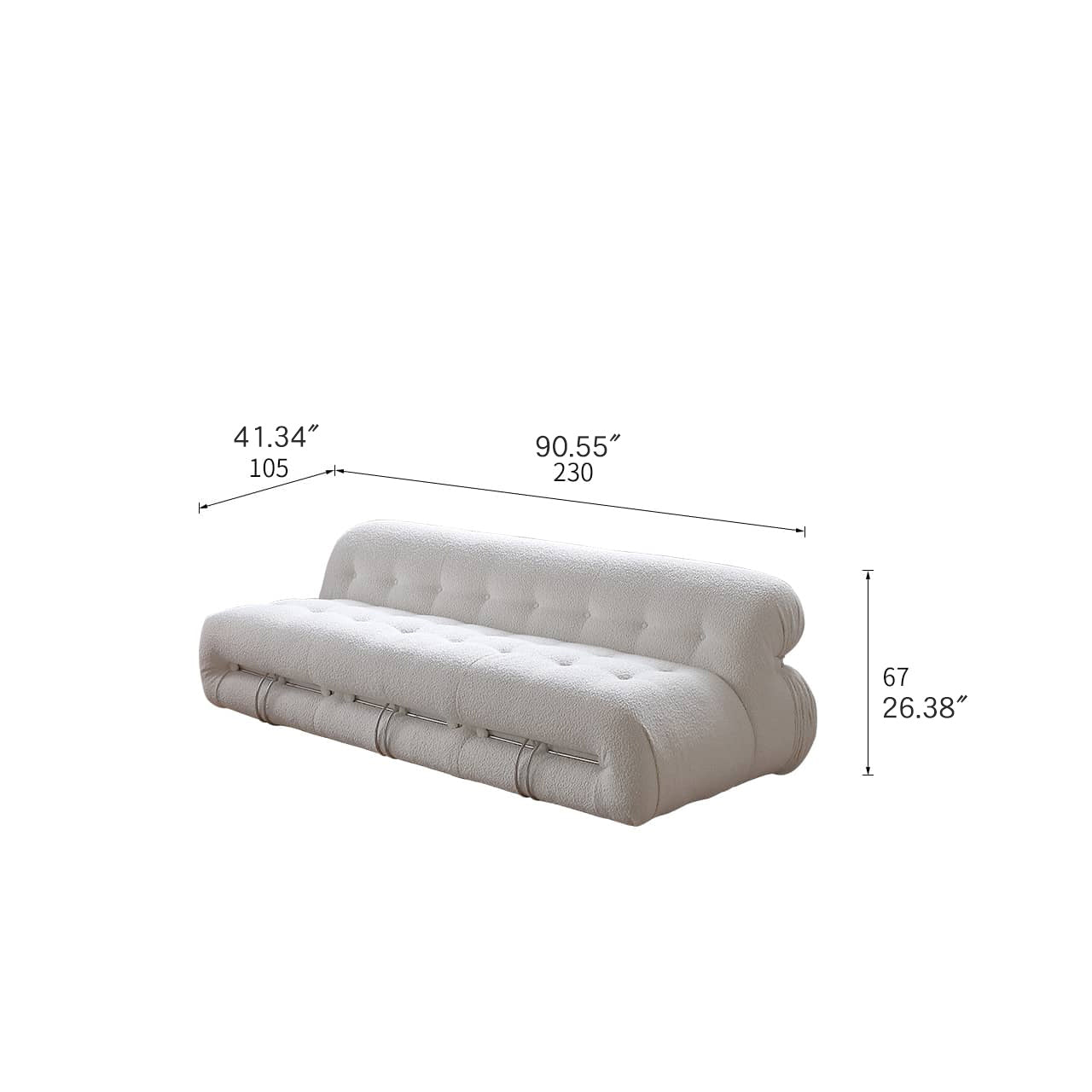 Modern White Sofa with Pine Frame and Stainless Steel Accents my-366