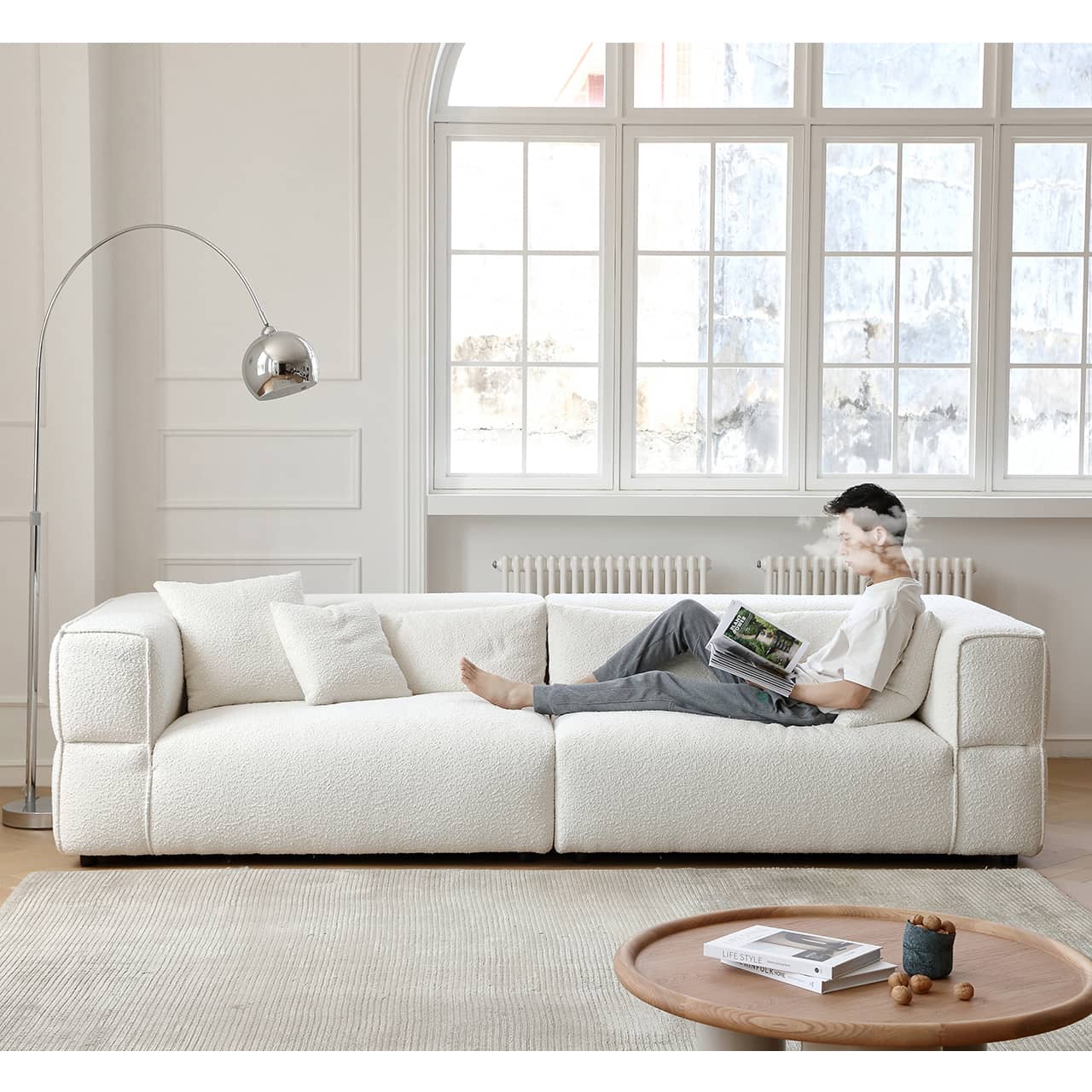 Luxurious White Pine Down Sofa - Ultimate Comfort and Style my-367