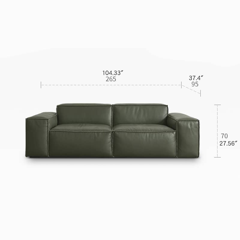 Luxurious Dark Green Pine Leather Sofa with Plush Down Cushions my-368