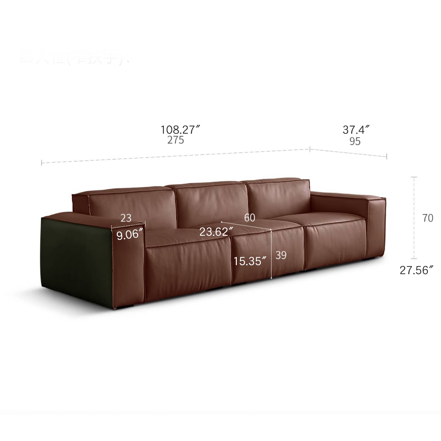 Luxurious Dark Green Pine Leather Sofa with Plush Down Cushions my-368