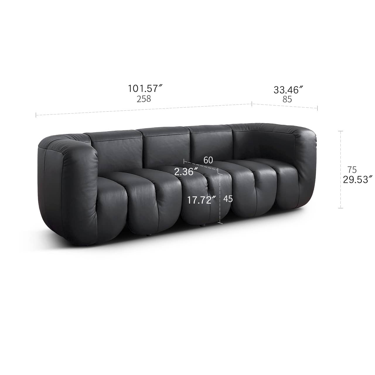 Luxurious Black Pine Leather Sofa with Plush Down Cushions my-373