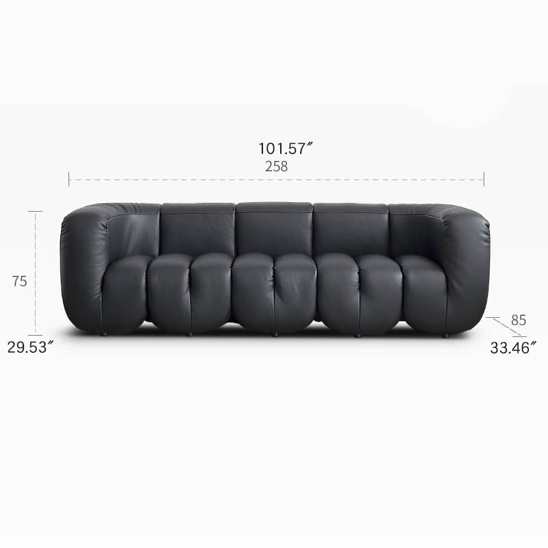 Luxurious Black Pine Leather Sofa with Plush Down Cushions my-373