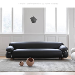 Stylish Black Pine Sofa with Scratch-Resistant Fabric & Stainless Steel Accents in Ash Wood Finish my-374