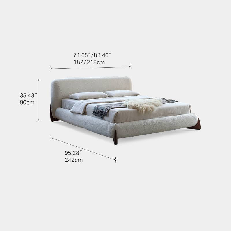 Minimalistic White California King Size Bed with Pine Frame & Upholstered Headboard for Your Ultimate Comfort  my-375