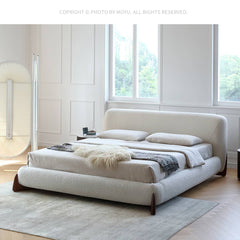 Minimalistic White California King Size Bed with Pine Frame & Upholstered Headboard for Your Ultimate Comfort  my-375