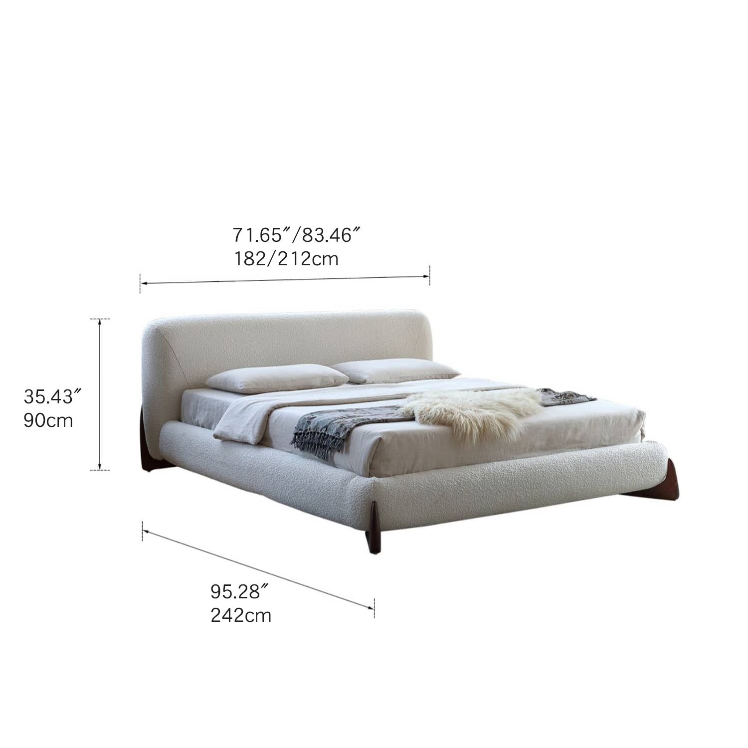 Minimalistic White California King Size Bed with Pine Frame & Upholstered Headboard for Your Ultimate Comfort  my-375