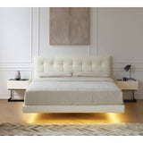 Modern California King Size Bed with Pine Bed Frame & Leather Upholstered Headboard my-376