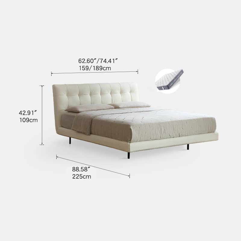 Modern California King Size Bed with Pine Bed Frame & Leather Upholstered Headboard my-376