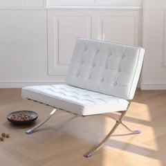 Sleek White Stainless Steel Chair with Premium Leathaire Upholstery my-382