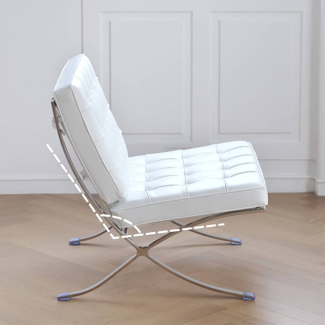 Sleek White Stainless Steel Chair with Premium Leathaire Upholstery my-382