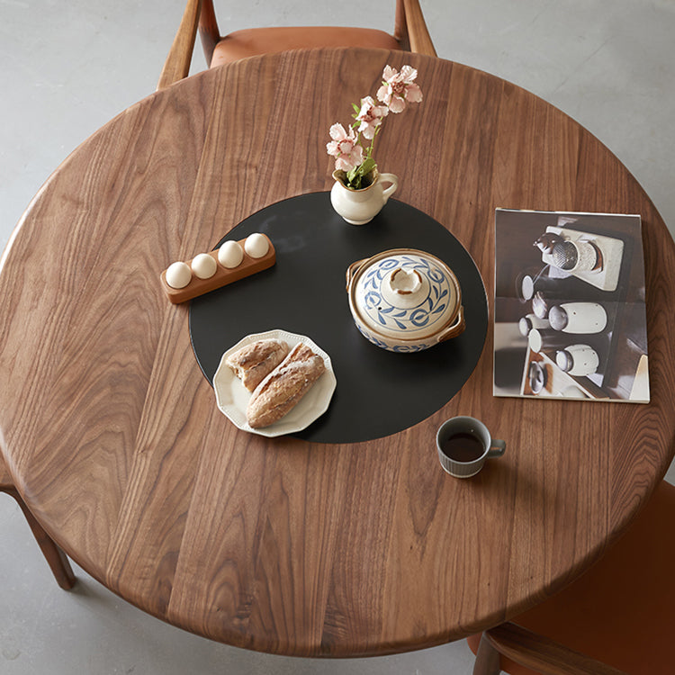 Round Black Walnut Dining Table with Pedestal for 4-8 Seaters ps-006